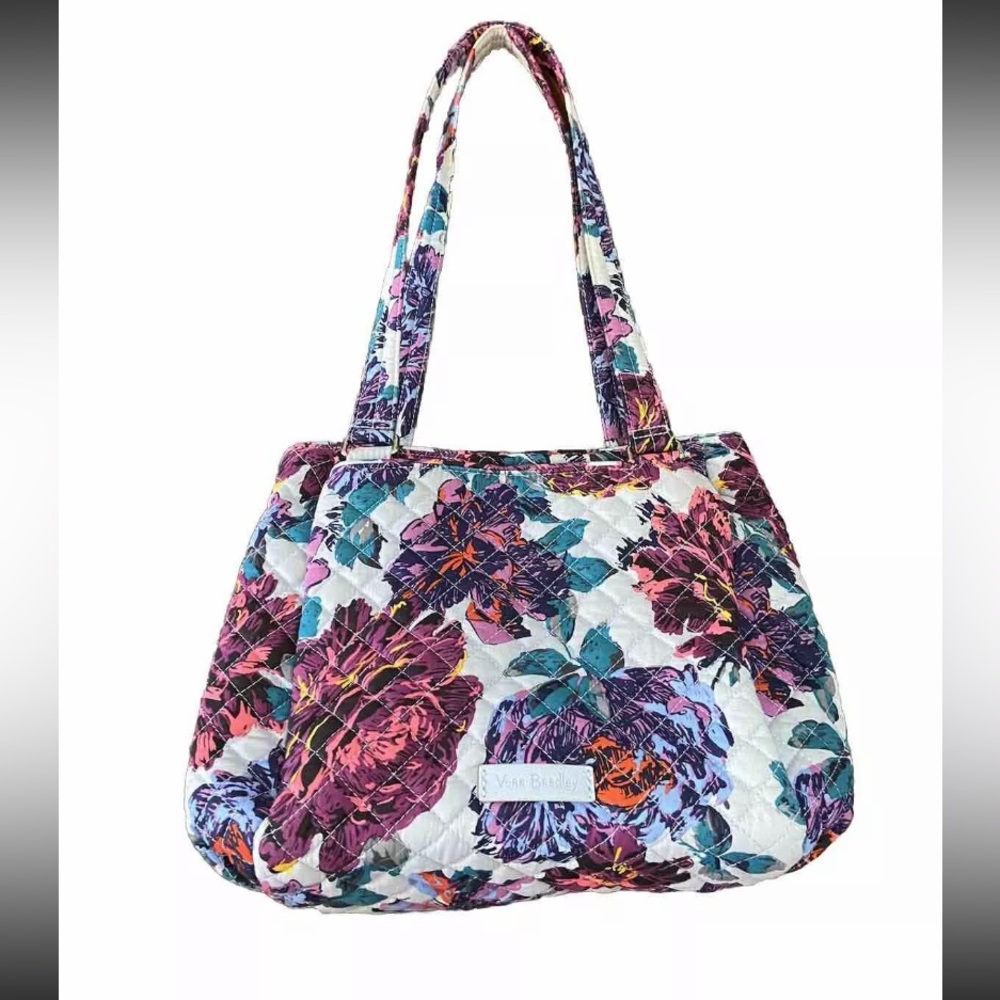 Vera Bradley NEON BLOOMS,the Grand quilted Tote, DBL. Handles, Multiple Comparts